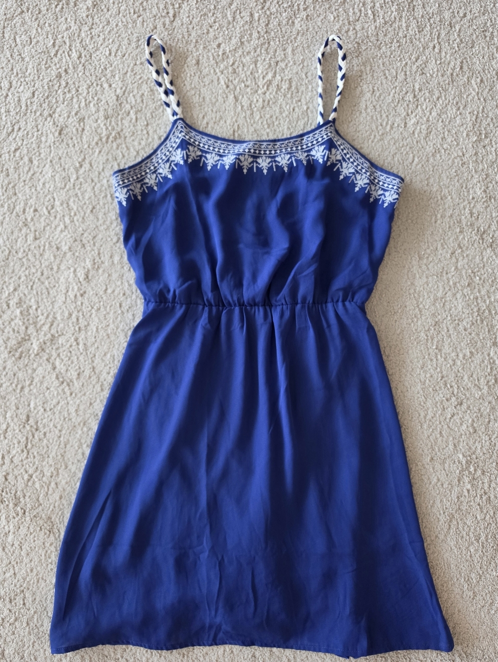Collective Concepts Royal Blue and Cream Braided Strap Mini Dress